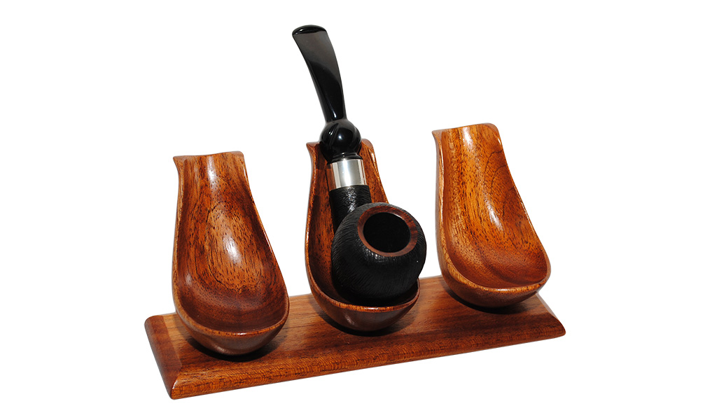 Stojak na 3 fajki 729-3 RO-EL Italy, drewniany, brązowy
