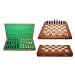 Szachy 1055 TURNIEJOWE N5 drewniane, Intarsja, brązowe, 51x25.5x5.5 cm