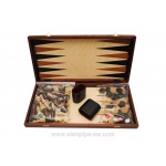 Szachy 2065 TURNIEJOWE N5 + warcaby + backgammon, drewniane, brązowe, 47.3 x 24.2 x 5 cm