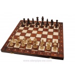 Szachy 2065 TURNIEJOWE N5 + warcaby + backgammon, drewniane, brązowe, 47.3 x 24.2 x 5 cm