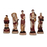 Szachy 3156 SPARTAKUS drewniane, brązowe, kamienne figury, 59x29.5x7 cm 