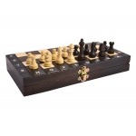 Szachy 3181 + warcaby + backgammon, drewniane, brązowe, 26.5 x 13.2 x 3.9 cm