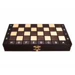 Szachy 3181 + warcaby + backgammon, drewniane, brązowe, 26.5 x 13.2 x 3.9 cm