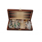 Szachy 1068 + warcaby + backgammon drewniane, brązowe, 28x14x3.8 cm 