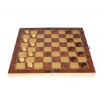 Szachy 3191 + warcaby + backgammon, drewniane, brązowe 24 x 12 x 3.5 cm