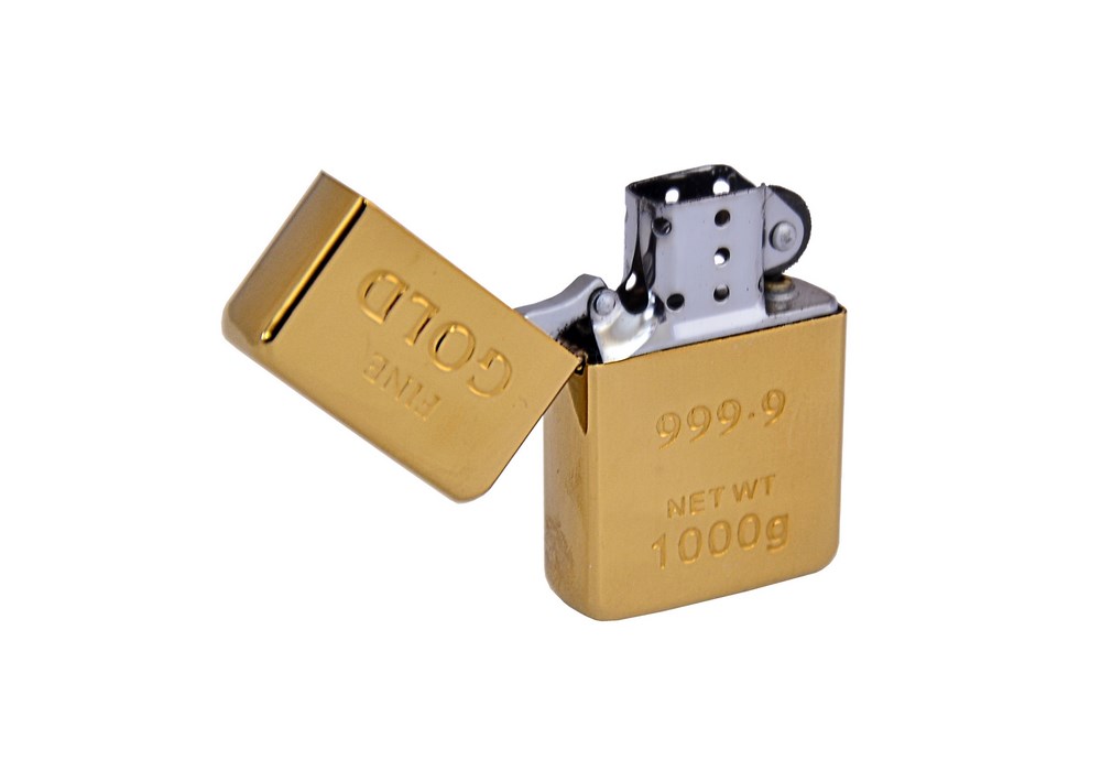 Zapalniczka benzynowa 2924802 „Gold Bar” Tristar, metalowa, krzesiwowa, złota.