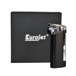 Zapalniczka do fajki 257260, Eurojet, metal/gaz, piezo, czarna/chrom, z ubijakiem, pudełko  8 x 3.5 x 1.4 cm