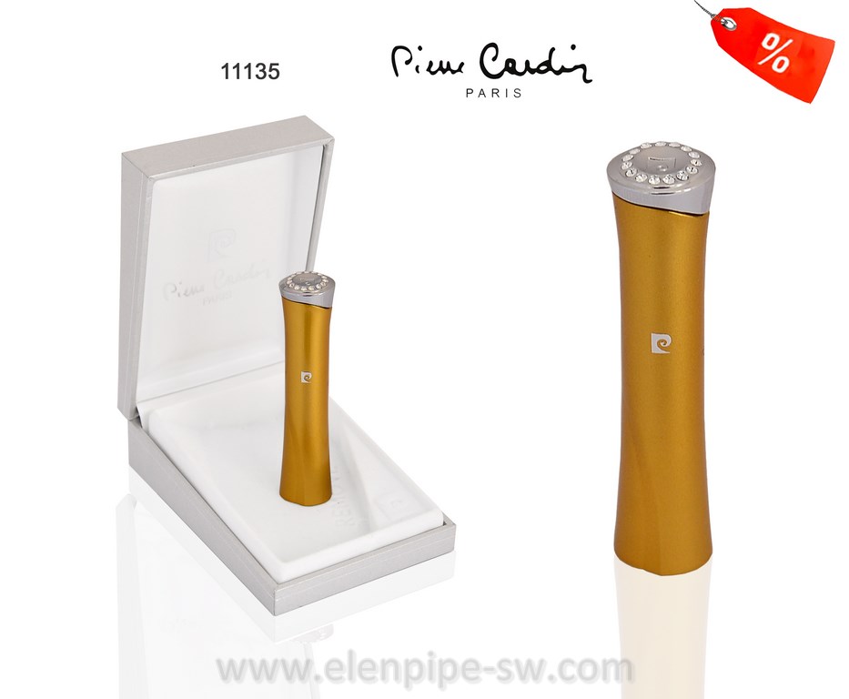 Zapalniczka Pierre Cardin 11135 "Mademoiselle", metal/gaz, piezo, żółta, Swarovski® crystals.