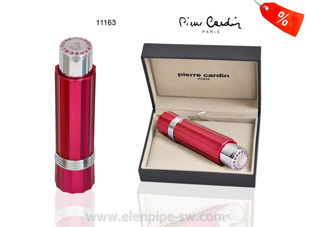 Zapalniczka Pierre Cardin 11163 "Lipstick", metal/gaz, piezo, różowa, Swarovski® crystals.