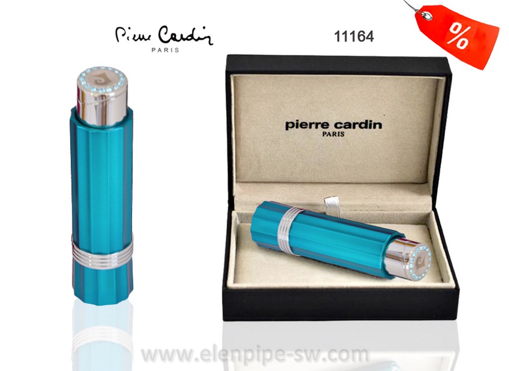 Zapalniczka Pierre Cardin 11164 "Lipstick", metal/gaz, piezo, turkusowa, Swarovski® crystals.