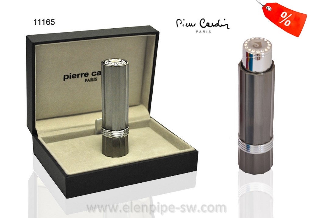 Zapalniczka Pierre Cardin 11165 "Lipstick", metal/gaz, piezo, szara, Swarovski® crystals.