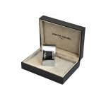 Zapalniczka Pierre Cardin 11600 "Mini Paris" metalowa, gazowa, krzesiwowa, srebrno-czarna